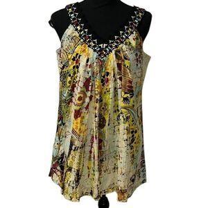 Chaudry Floral Print Sleeveless Top(Size Medium)